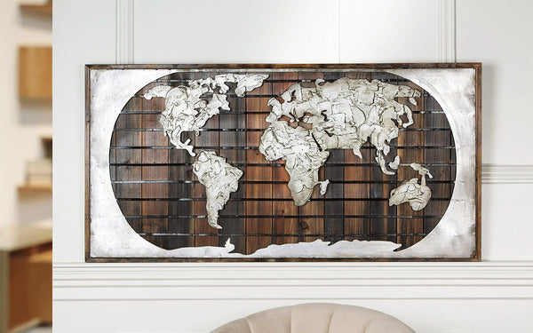 Metall Bild "Erde" auf Holz - Kunstobjekt in Handarbeit gefertigt von Gilde Gallery