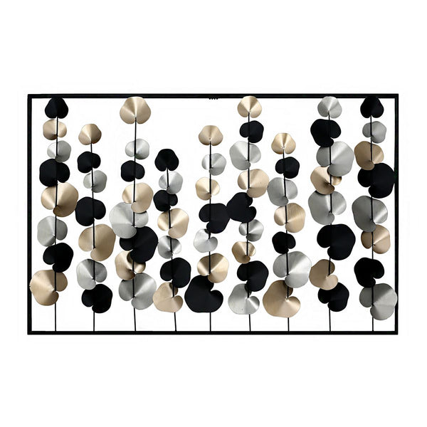 Wall relief tendrils metal black gold silver rectangular 102x66 cm