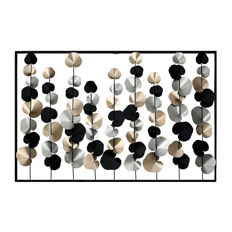 Metal wall relief "tendrils" wall decoration mural black / gold / silver in a black frame width 102cm