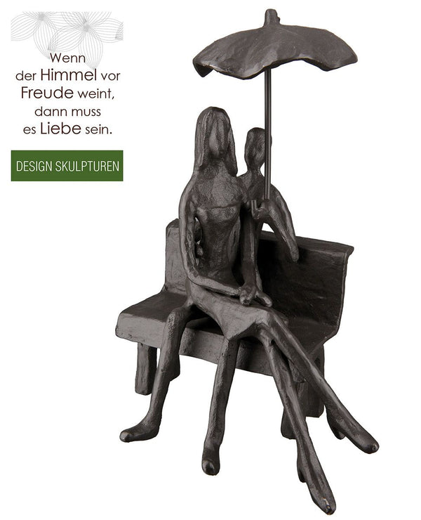 IJzeren design sculptuur 'Together' - Romantisch koppelbeeld met paraplu als cadeau-idee voor Valentijnsdag, jubileum of huwelijk