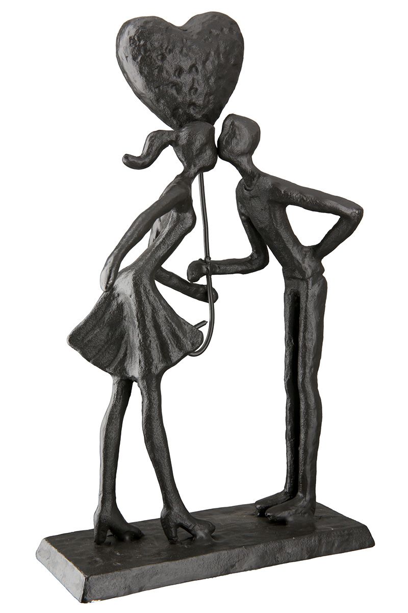 Eisen Design Skulptur Liebespaar mit Herzballon Höhe 22.5cm Geschenkidee