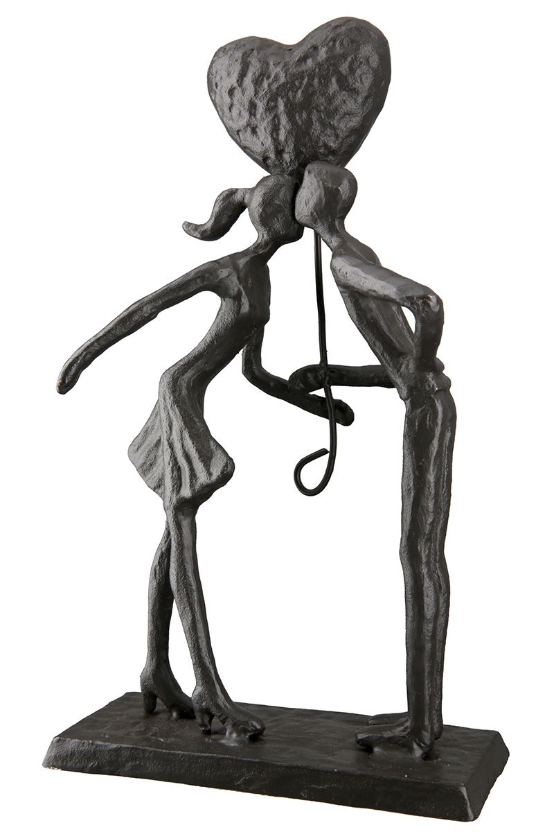 Eisen Design Skulptur Liebespaar mit Herzballon Höhe 22.5cm Geschenkidee