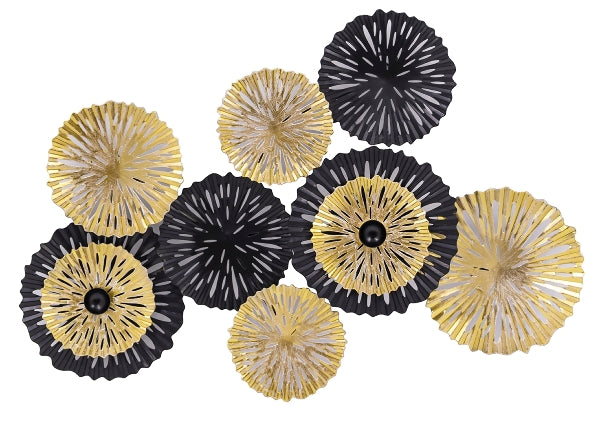 Edele KRESS wanddecoratie - handgeschilderde 3D metalen afbeelding, goud &amp; zwart, 54x36 cm, trendy kleurencombinatie