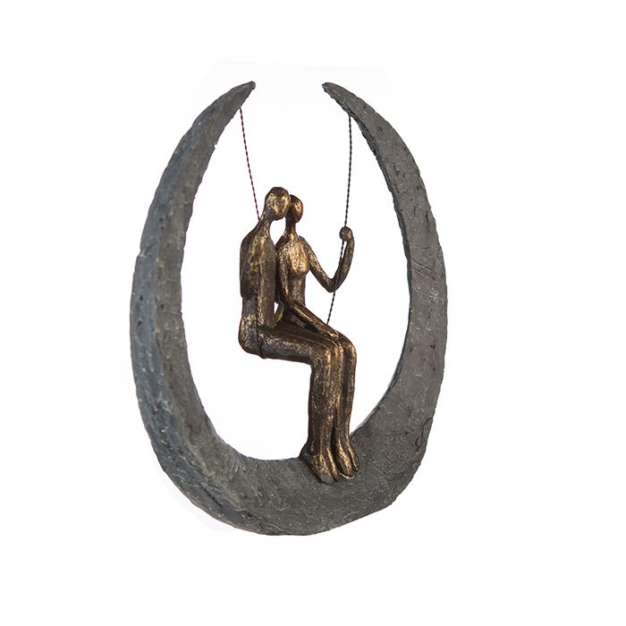 Sculptuur Schommel Poly Metaal Decoratie Liefhebbers Schommel Hoogte 30cm Liefde Handgemaakt