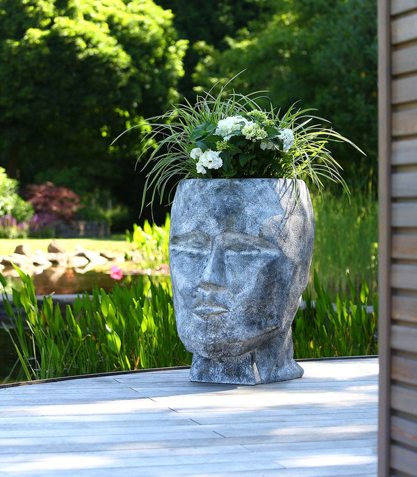 Planter Outdoor Head Concrete look with surface structure Height 45cm