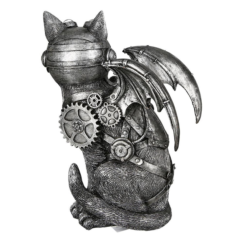 2er Set Poly Skulptur Steampunk Cat Katze Höhe 24cm