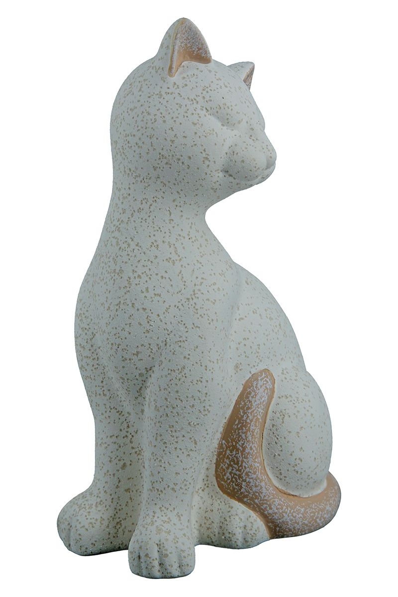 2tlg. Keramik Katze Olbia hellbraun/weiß mit cremefarbenen Sprenkeln