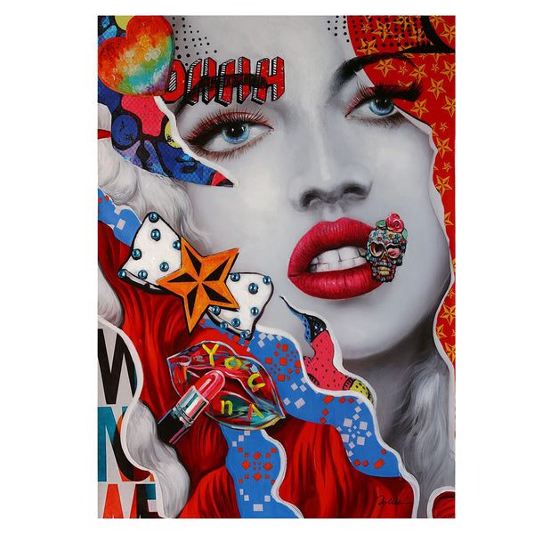 Picture Street Art Meisje Lippenstift kleurrijk 70x100cm