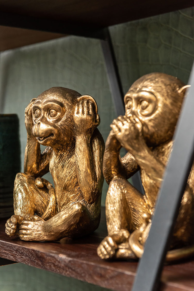 XXL size 3 monkey figures Hear nothing See nothing Say nothing Height 23 cm in antique gold