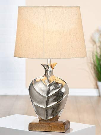 Gilde table lamp Torrido made of aluminum with a wooden base height 61cm