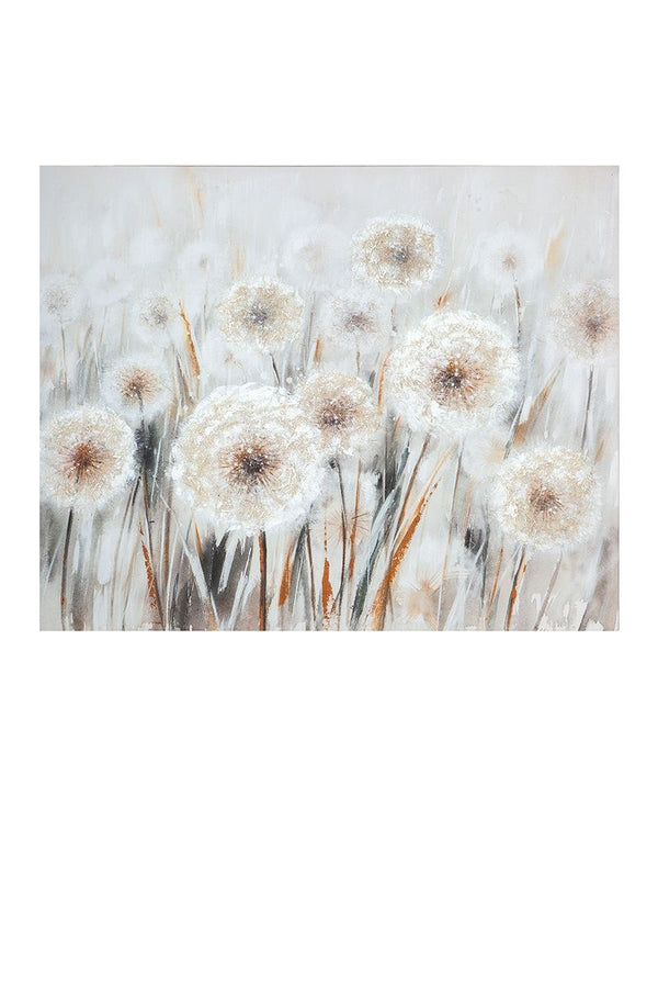 Picture dandelion field cream/brown/grey on canvas height 100cm
