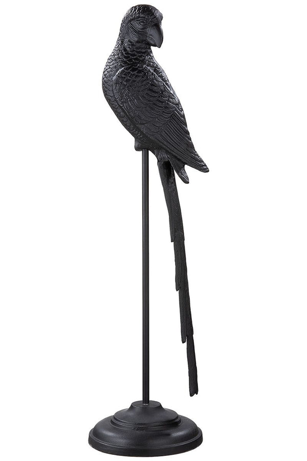 Aluminum sculpture Parrot parrot matt black height 85cm