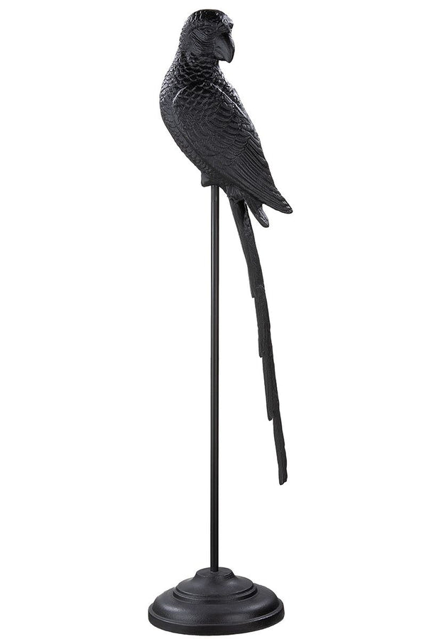 Aluminum sculpture Parrot parrot matt black height 97cm