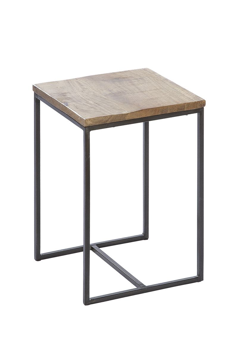 Wooden table set rectangular Camara panels made of mango wood frame in black