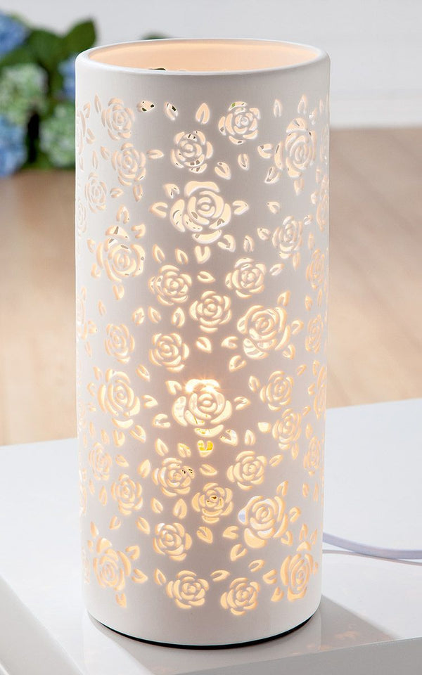 Porcelain lamp rose round white 27cm