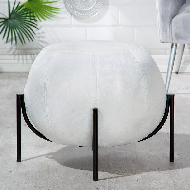 Casablanca modern design GILDE stool - pouf York velvet - stool pouf - white - H: 40 cm W: 59 cm D: 59cm
