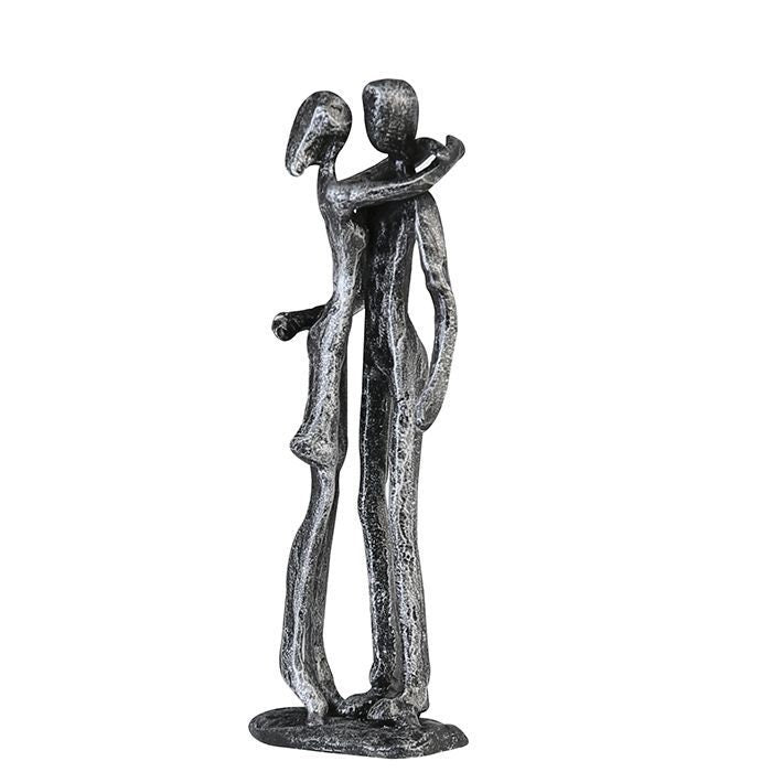 Design Sculpture "INFINITE LOVE" Figure Lovers Embracing Love Lovers Romance Cast Iron Height 18cm Gift Idea
