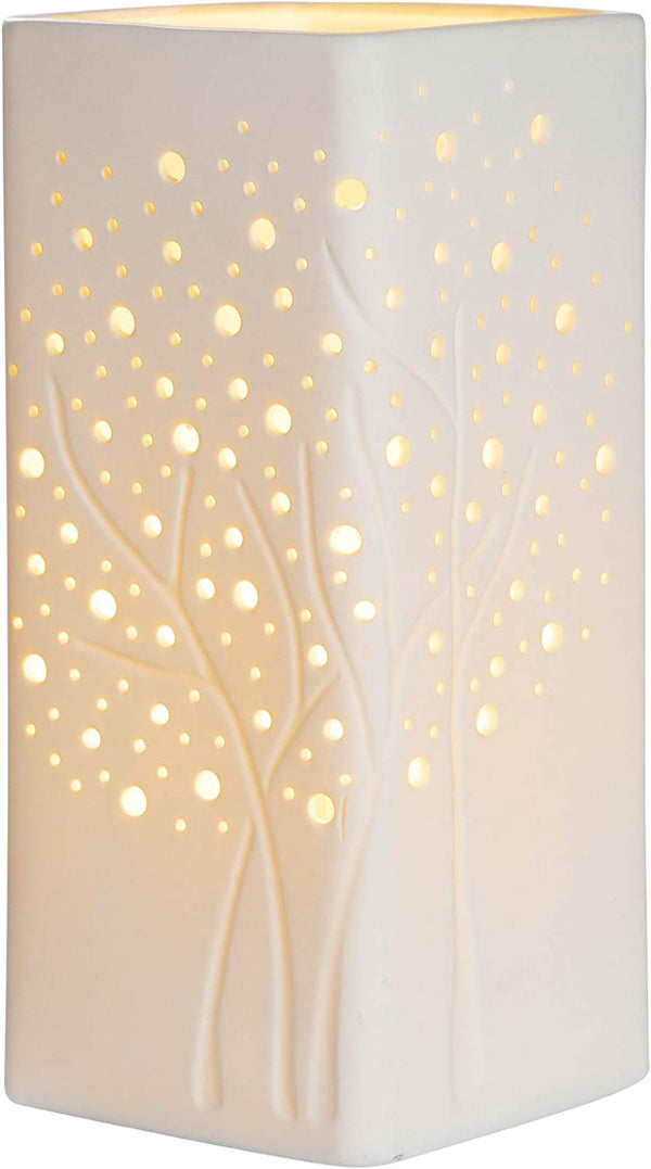 GILDE Design Lampe - aus Porzellan mit Lochmuster im Prickellook H 27 cm