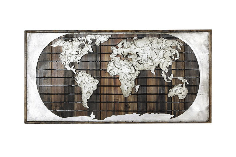Metal picture "Earth" on wood - art object handcrafted by Gilde Gallery