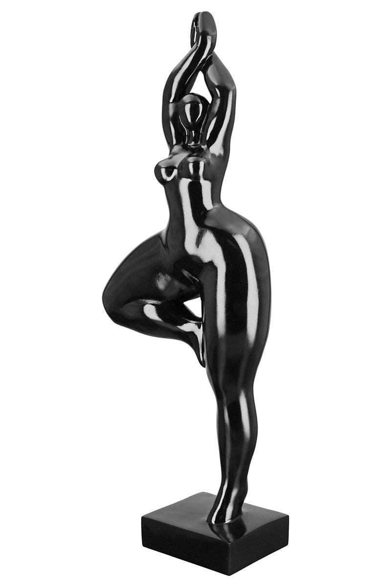 Poly sculptuur ballerina glanzend zwart op voet