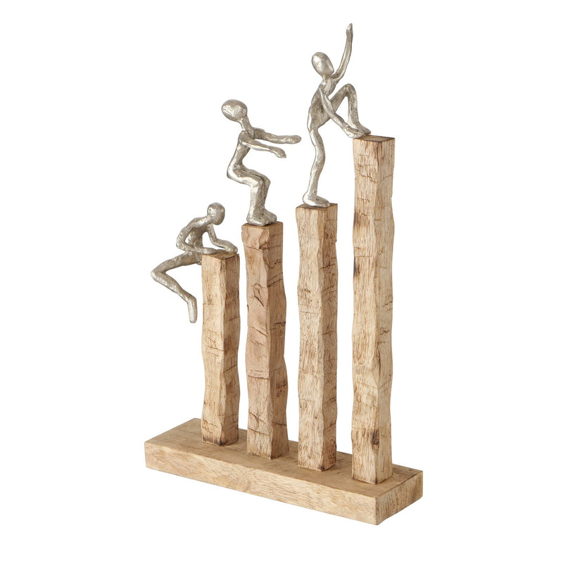 Decoratief display Klimmen - Uniek symbool voor overwinnen en succes Handgemaakt van aluminium en hout