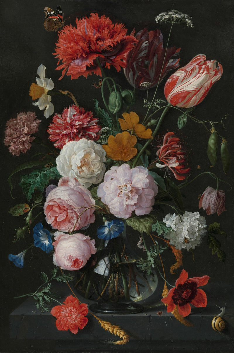 Premium kwaliteit Een tijdloos kunstwerk om verliefd op te worden - Het stilleven met bloemen in een glazen vaas van Jan Davidsz. de Heem