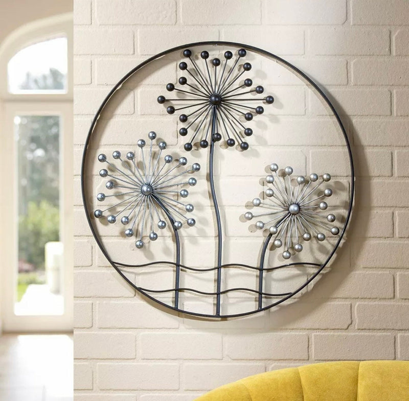 3D wall relief Numana - stylish metal decoration with dandelions