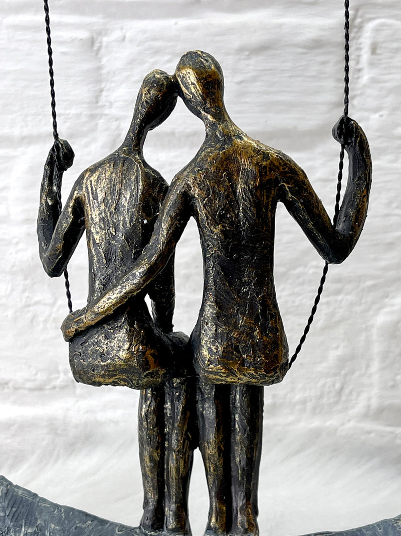 Sculptuur Schommel Poly Metaal Decoratie Liefhebbers Schommel Hoogte 30cm Liefde Handgemaakt