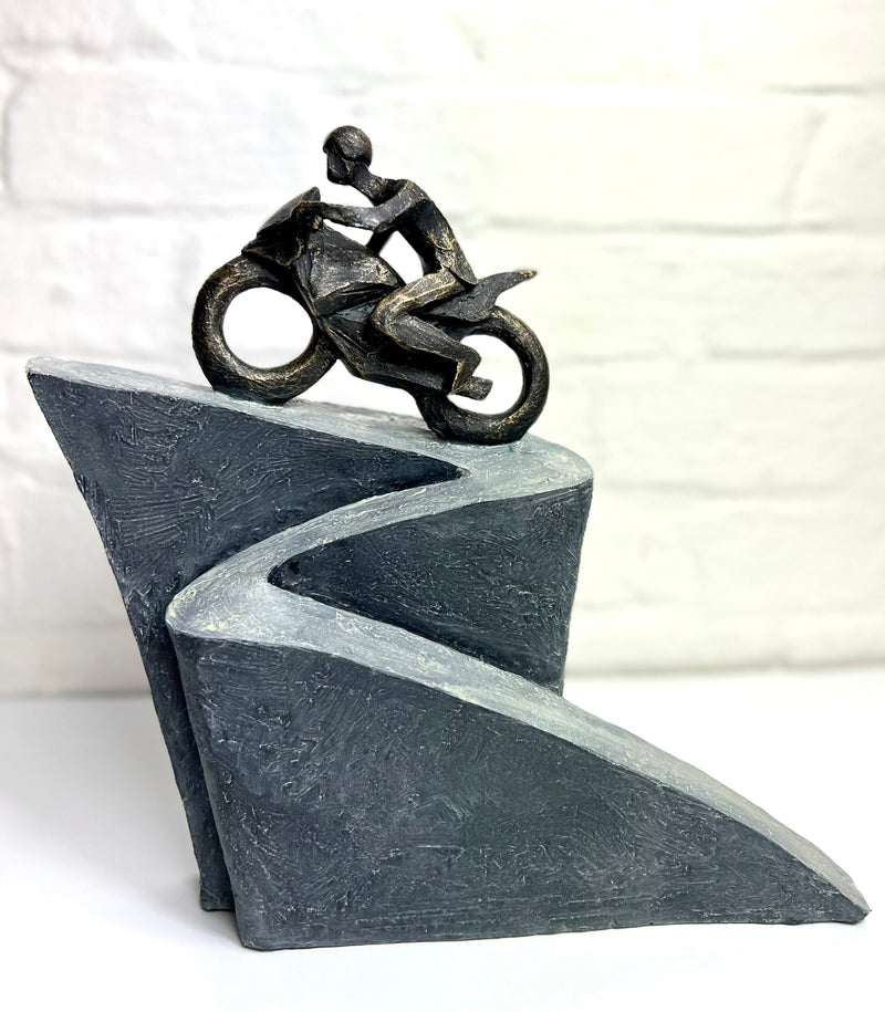 Skulptur Motorrad auf Base Hochwertig mit Spruchanhänger