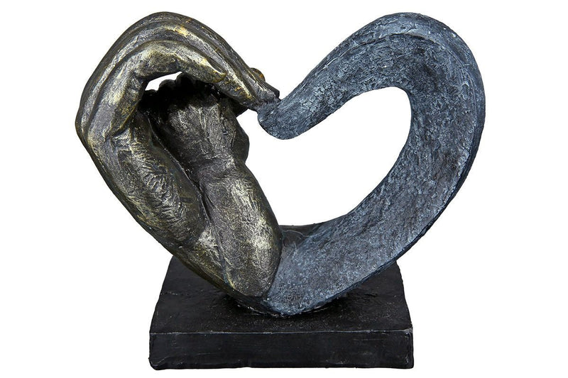 Hand of Love" Poly Sculpture - Antiek Brons/Grijze Finish met Baby &amp; Mother Hand Charm