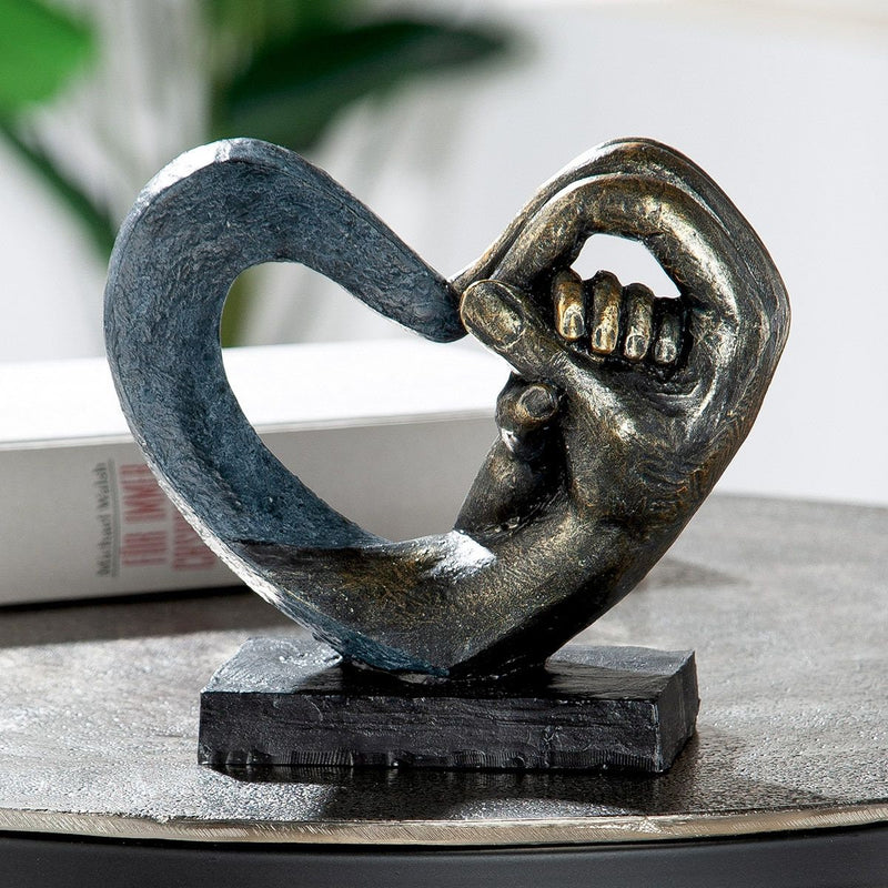 Hand of Love" Poly Sculpture - Antique Bronze/Grey Finish with Baby &amp; Mother Hand Charm