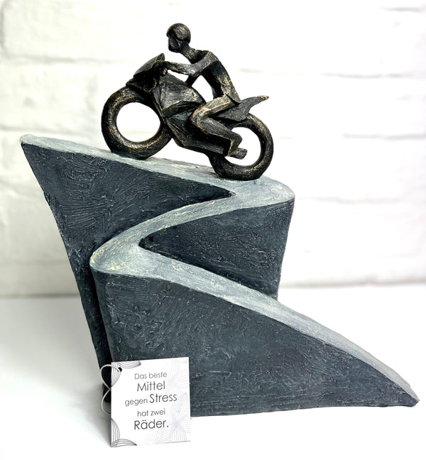 MF mega fox handgemaakte sculptuur motorfiets figuur decoratieve figuur hoogte 29cm antiek brons kleur op basis van hoge kwaliteit met slogan tag