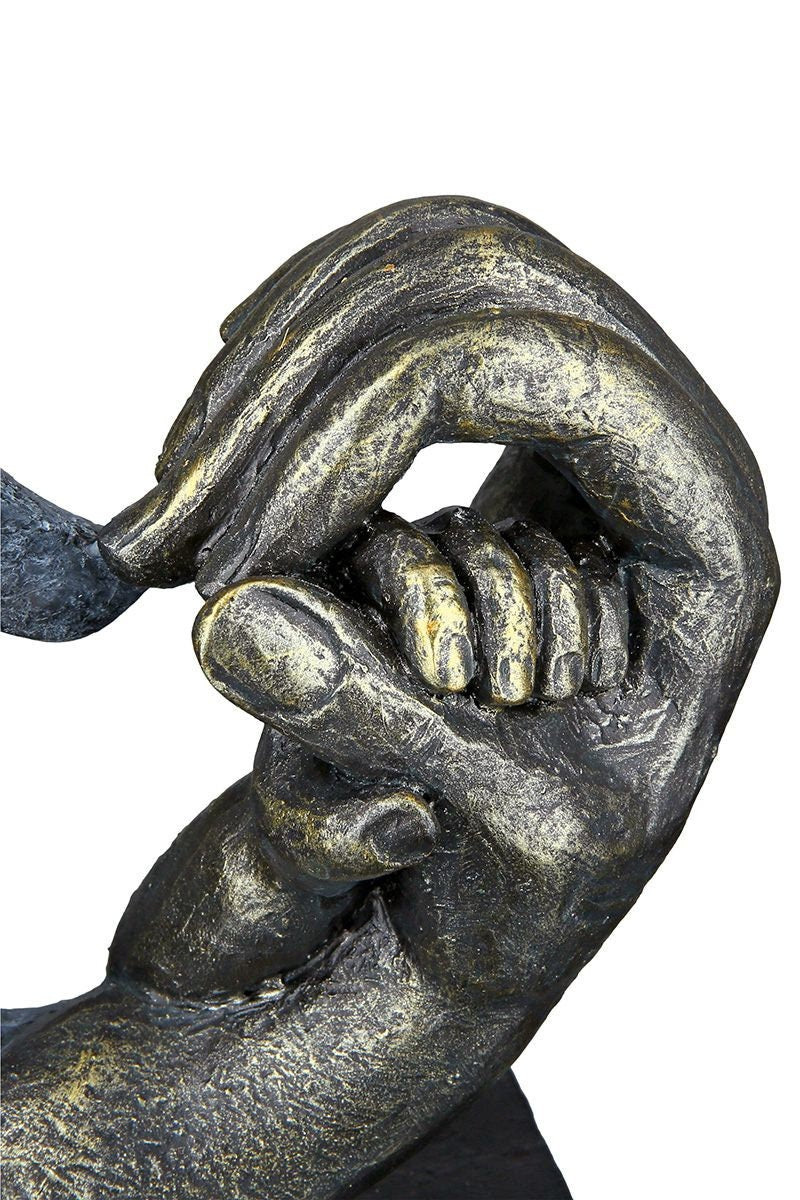 Hand of Love" Poly Sculpture - Antiek Brons/Grijze Finish met Baby &amp; Mother Hand Charm