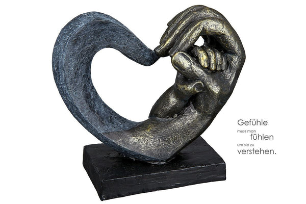 Hand of Love" Skulptur aus Poly - Antik bronzefarbenes/grau Finish mit Spruchanhänger Baby & Mutter Hand
