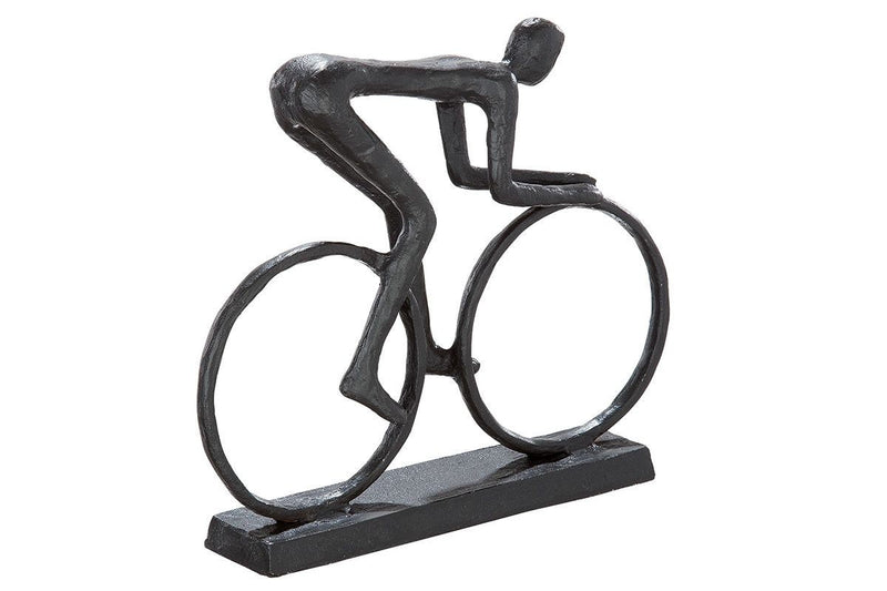 Skulptur Figur " Radfahrer " Fahrrad Figur Dekofigur 17,5cm Breit aus Eisen brüniert Geschenkidee mit Spruchanhänger