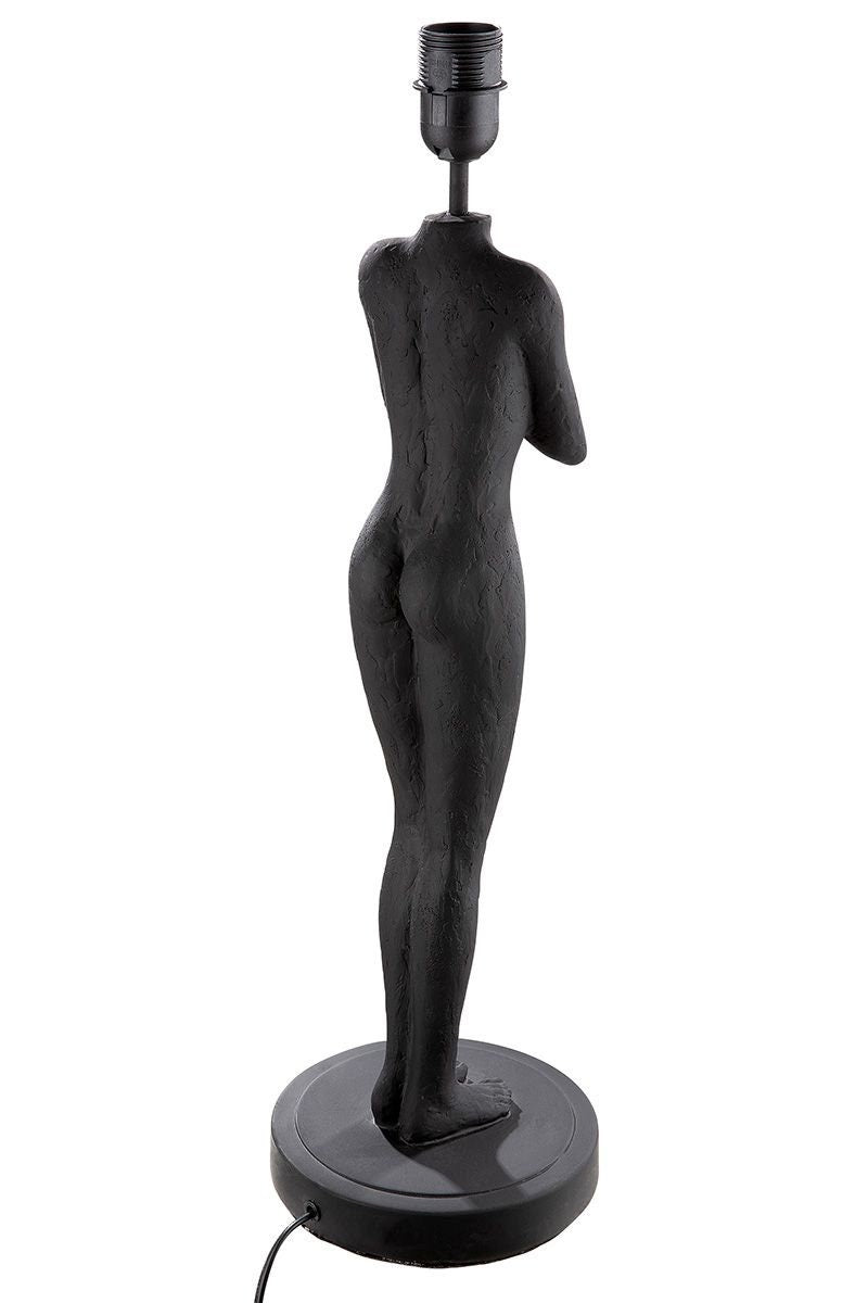 Lampe Lady Black and White matt schwarz Lampenschirm weiß aus Kunstharz Handgefertigt Höhe 78cm Frauen Körper Moderne Kunst