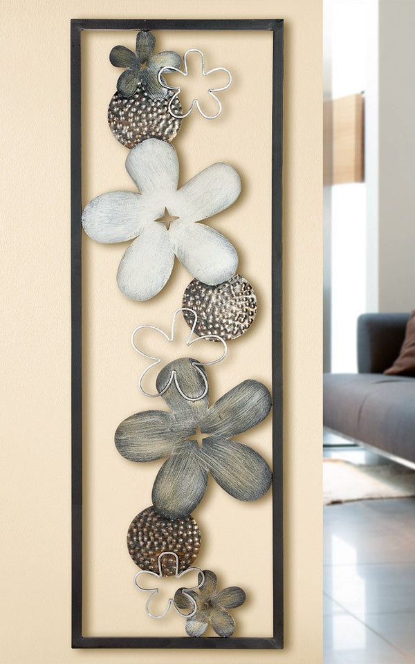 3D Wanddeko aus Metall Wandskulptur Flowi Flowers  120cm Handbemalt