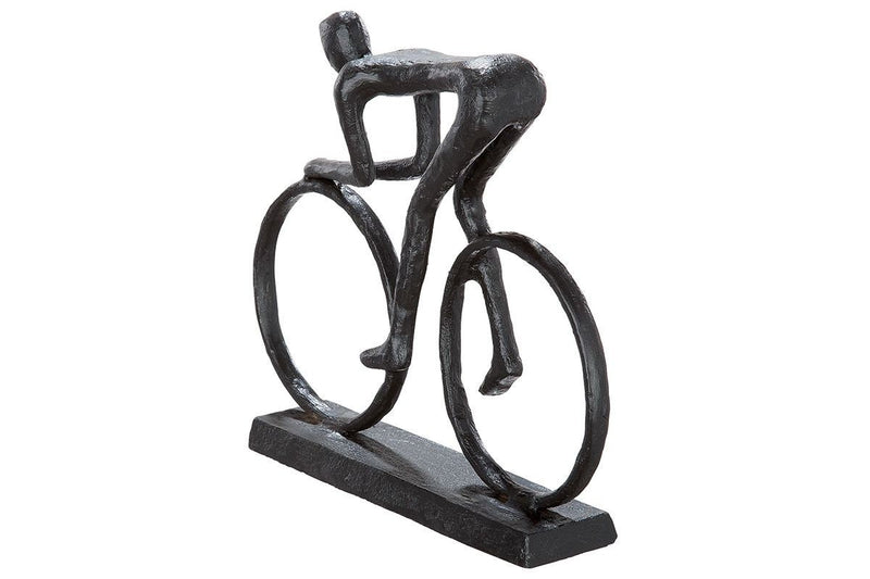 Skulptur Figur " Radfahrer " Fahrrad Figur Dekofigur 17,5cm Breit aus Eisen brüniert Geschenkidee mit Spruchanhänger