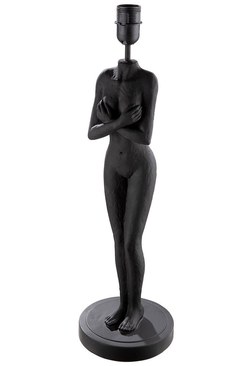 Lampe Lady Black and White matt schwarz Lampenschirm weiß aus Kunstharz Handgefertigt Höhe 78cm Frauen Körper Moderne Kunst