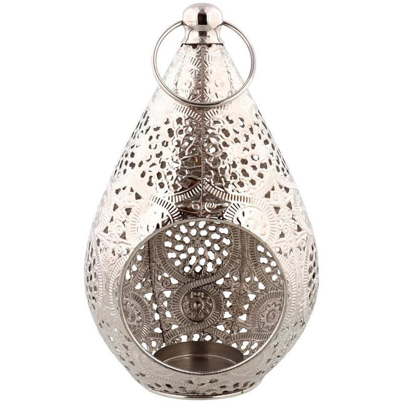 Tealight holder Marrakesh oriental tealight holder in teardrop shape silver 22cm