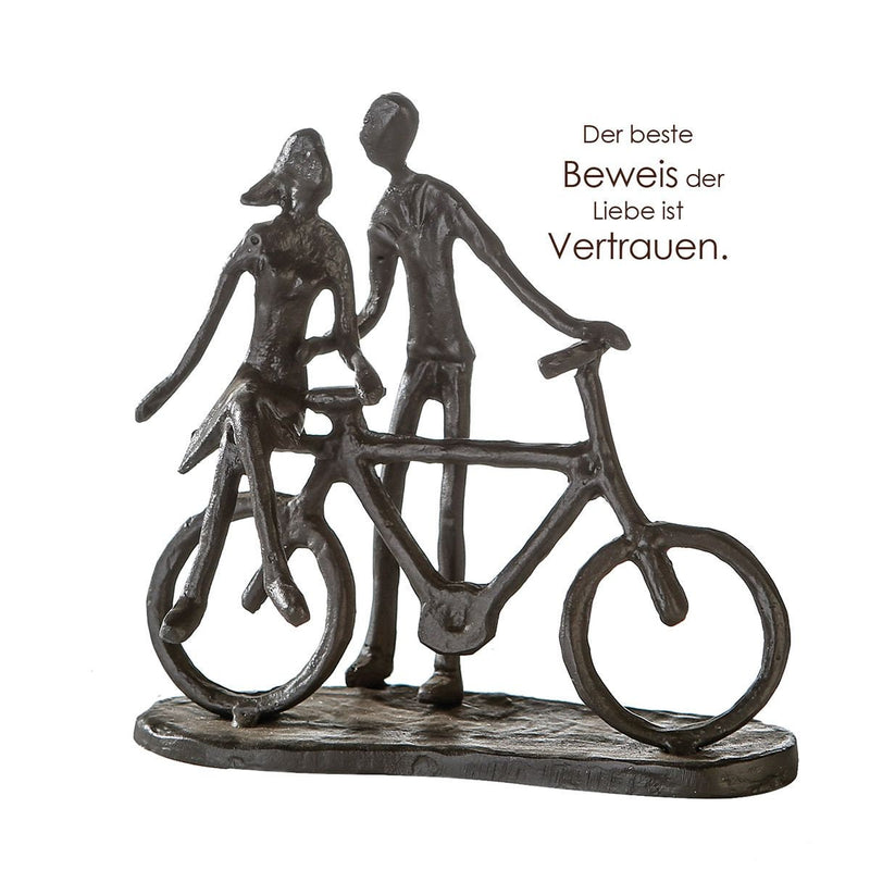 Sculpture "Trust" bicycle couple figure decorative figure 15cm wide made of burnished iron gift idea for every romantic with saying pendant