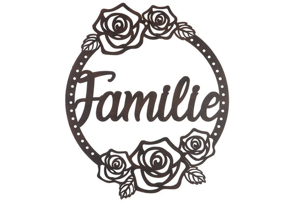 Wandrelief Familie aus Metall mit Rosendesign – 50x60 cm B-Ware