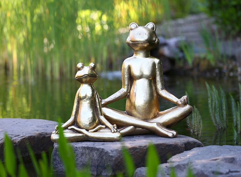 34cm Frosch Yoga oder in 62cm Garten Zen Höhe Meditierende Gold Figur