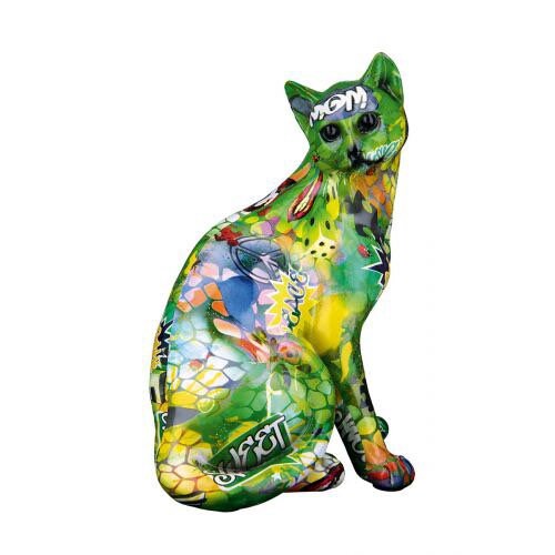 Modern "Street Art" Design Cat Figure: Handmade polyresin artwork in graffiti style
