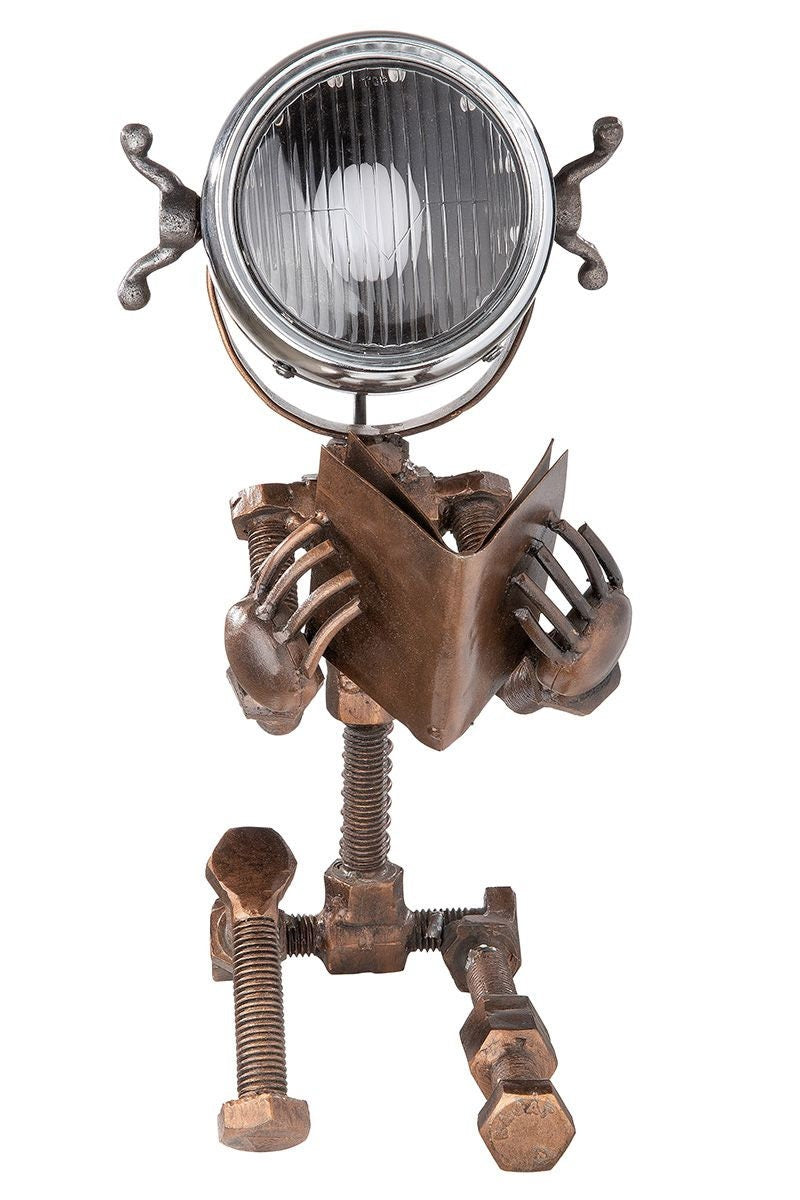 Metall Lampe READING sitzend kupferfarben Handgefertigt Höhe 38cm Dekolampe