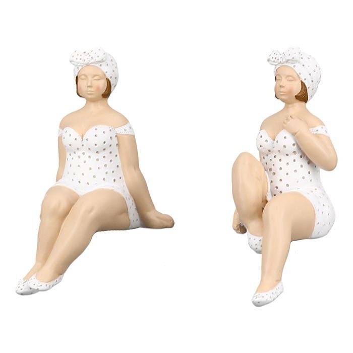 9 piece assortment "Becky" grey/white bathing beauty bath lady figures table lamp and figures