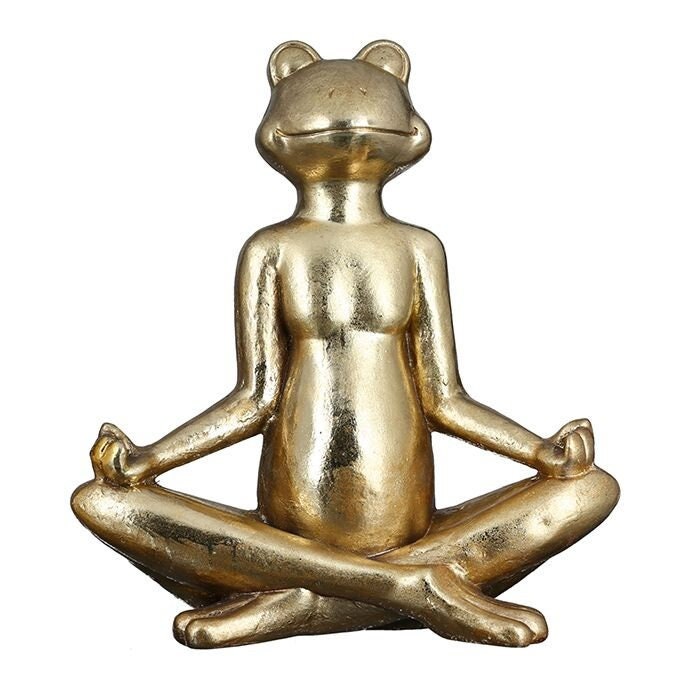 Mediterende Kikker Yoga Figuur in Goud Zen Garden Hoogte 34cm of 50,5cm