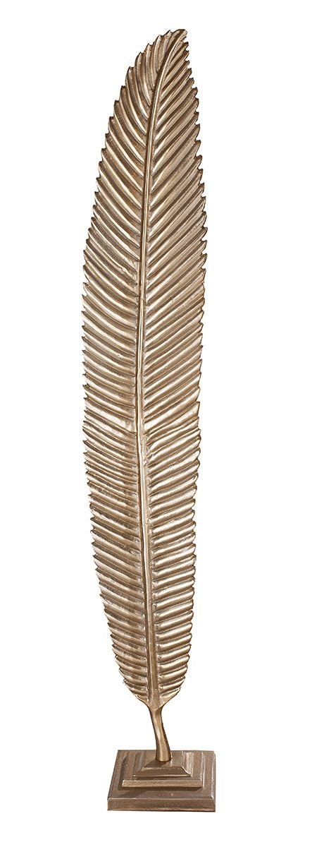 Gilde Chic Style Elegance feather sculpture 'Nostro' made of aluminum in champagne colour, height 159cm