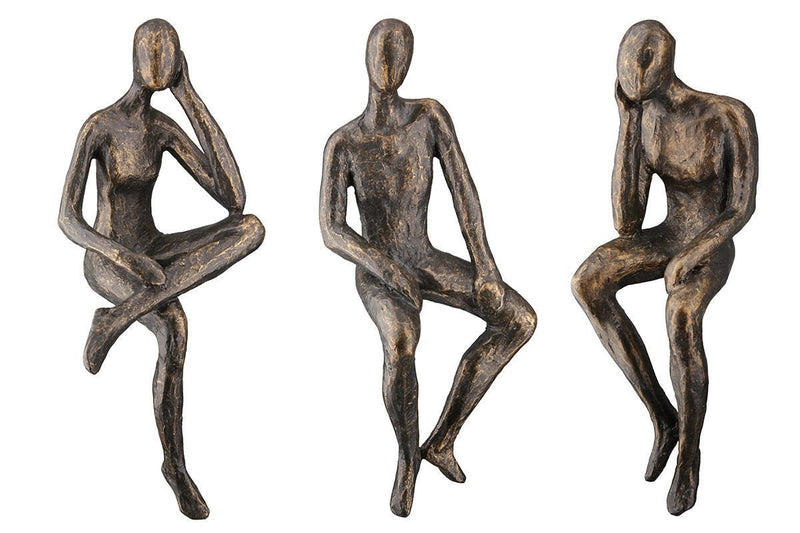 Set of 3 relax figures edge seater sculptures with saying pendant