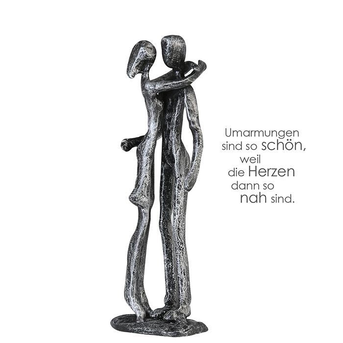 Design Sculpture "INFINITE LOVE" Figure Lovers Embracing Love Lovers Romance Cast Iron Height 18cm Gift Idea